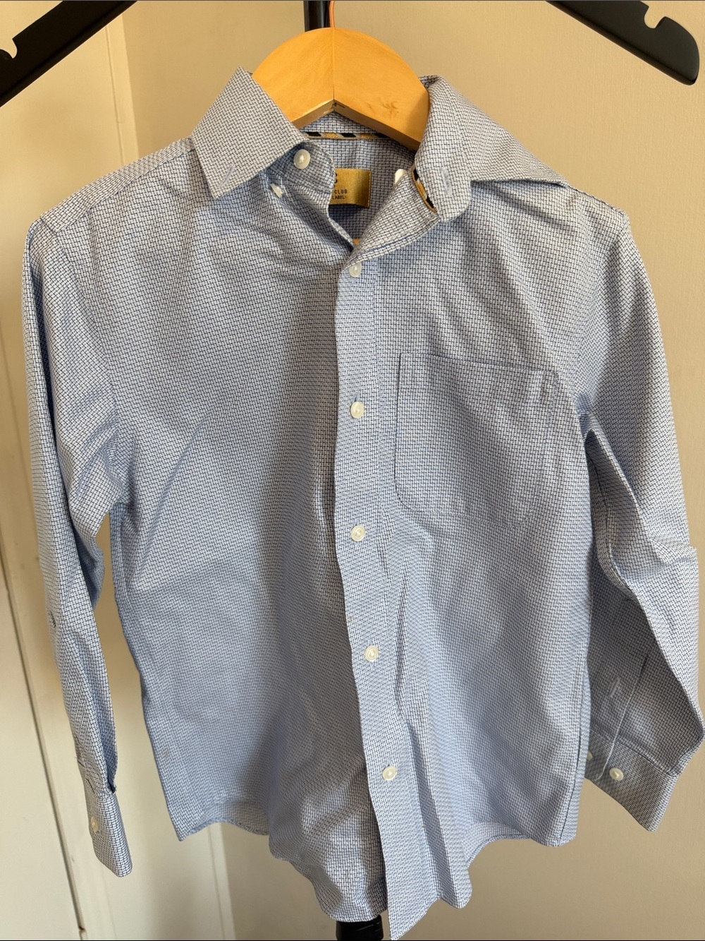Class Club Boys Light Blue Micro-Pattern Button-Down Shirt